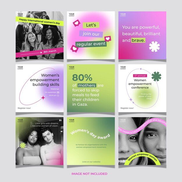 Premium Vector _ Social Media Instagram Feed Flyer Template Gradient Mesh Women Empowerment Theme